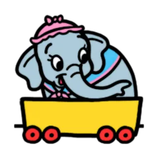 🚂 c6807e64 elefante, cartone animato, animale, carino, treno, kawaii, personaggio telegram sticker