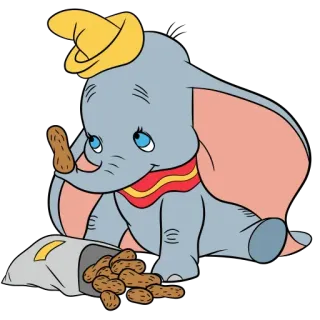 🍦 157d05fc Dumbo elefante, dibujos animados, Disney, Dumbo, Peanuts, animal telegram sticker