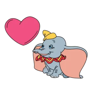 ❤️ dcd87d81 Dumbo elefante, dibujos animados, corazón, lindo, Disney telegram sticker