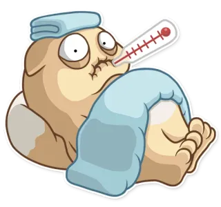 🤒 35a8f56d 生病, 不舒服, 温度计, 卡通, 感冒, 发烧 telegram sticker