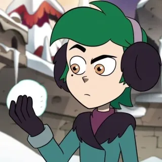 🤨 5b03be8d Cartone animato, Palla di neve, Inverno, Personaggio, Capelli verdi telegram sticker