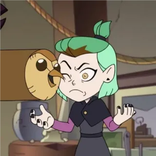 😩 94dea3cd Amity Blight The Owl House cartone animato, televisione, serie, animazione, personaggio, strega, capelli verdi telegram sticker