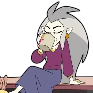 ☕️ b6ed69bb Eda Clawthorne The Owl House cartone animato, animato, The Owl House, Eda Clawthorne, bere, strega, magia telegram sticker