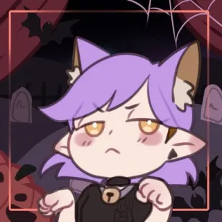 🌟 df7b5ea0 cartone animato, halloween, gatto, cimitero, strega, personaggio telegram sticker