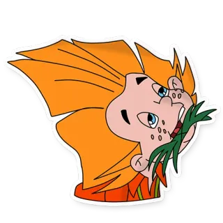 🤤 2688d41d 卡通, 红发, 角色, 吃, 贴纸 telegram sticker