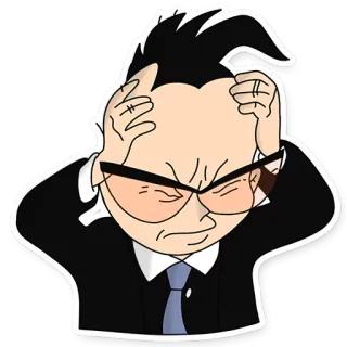 🤯 4bf7b087 男人, 沮丧, 愤怒, 压力, 头痛, 卡通, 担心 telegram sticker