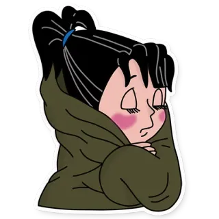 🤒 953439b2 女孩, 覆盖, 夹克, 卡通, 悲伤, 冷 telegram sticker