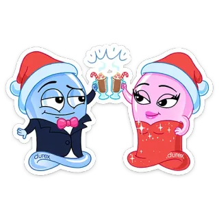 🥂 8ac479b0 duirex Kondom, Weihnachten, Winter, Festlich, Cartoon, Romantik, Feier telegram sticker