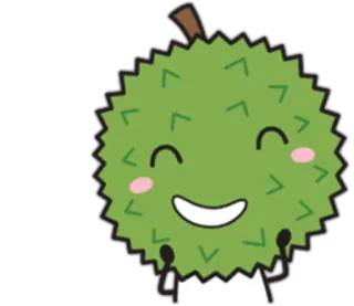 😁 5351caf9 Дуриан, Фрукт, Каваий, Еда, Мультфильм, Милый, Счастливый telegram sticker