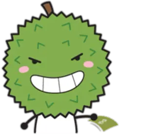 😼 afd22684 Дуриан, Деньги, Мультфильм, Фрукт, Персонаж telegram sticker