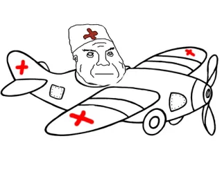 💉 8e062506 airplane, medical, cartoon, red cross, vehicle whatsapp sticker