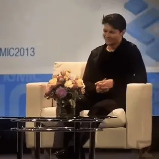 ⏳ 21652c41 OMIC2013 uomo, sedia, composizione floreale, conferenza, seduto telegram sticker