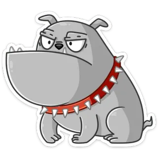 😡 0a19ab65 собака, бульдог, мультик, животное, питомец, ошейник, наклейка telegram sticker