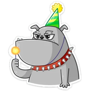 🥳 ce9bdae6 pies, urodziny, impreza, święto, zwierzę, naklejka, kreskówka, lizak telegram sticker