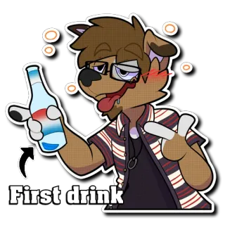 🥴 04b3718b First drink Kreskówka, Pies, Alkohol, Picie, Butelka, Zabawne telegram sticker