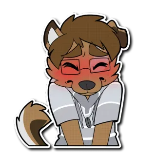 😳 210c7d19 Furry, Antropomorficzny, Kreskówka, Pies, Słodki, Rumieniący się, Niebieski telegram sticker