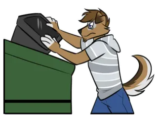 🗑 601c20fd Furry, Anthro, Antropomorficzny, Pies, Smutny, Śmietnik telegram sticker