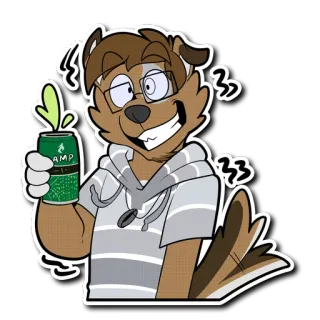 ⚡️ 6b9d40f3 AMP pies, kreskówka, napój, zwierzę, antropomorficzny, puszka, napój telegram sticker