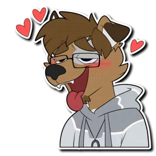 😍 6c37acfc Kreskówka, Antropomorficzny, Furry, Pies, Serca, Wyraz telegram sticker