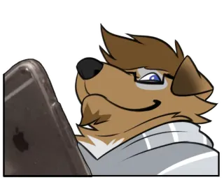 😏 70cc67b8 antropomorficzny, pies, kreskówka, smartfon, technologia, futrzak telegram sticker