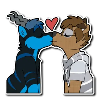 💋 7ac1e289 Furry, Całowanie, Antro, Miłość, Zwierzęta, Kreskówka telegram sticker