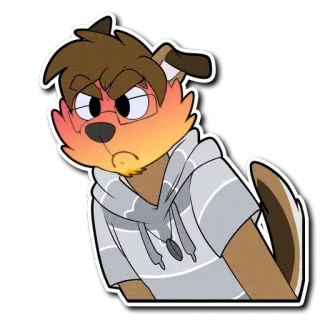 😡 87008e04 pies, antropomorficzny, zły, kreskówka, okulary, futrzasty telegram sticker