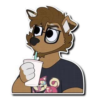 🤨 8cdf9ce8 Furry, Kreskówka, Antropomorficzny, Pies, Napój, Kubek, Słodki, Ilustracja telegram sticker