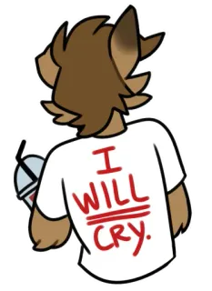 😭 9559dd79 I WILL CRY. smutny, płacz, pić, koszulka, kreskówka, futrzak, antropomorficzny telegram sticker