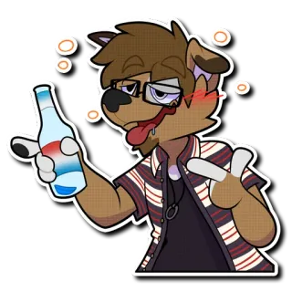 🥴 9689b617 pies, alkohol, picie, futrzak, kreskówka, impreza, piwo, antropomorficzny telegram sticker