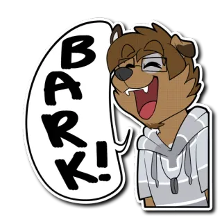 🐶 a92da8b6 BARK! pies, kreskówka, szczekanie, dymek, futrzasty, zwierzę telegram sticker