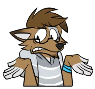 🙄 c1b0d1a3 kreskówka, ilustracja, futrzak, antropomorficzny, zwierzę, wzruszenie ramionami, zmieszany telegram sticker