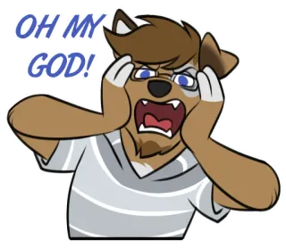 😱 cabe65f2 OH MY GOD! Szok, Zaskoczenie, Wykrzyknik, Futrzak, Kreskówka, Wyraz, Emocje, O mój Boże telegram sticker