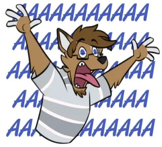😱 ce457501 AAAAAAAAAAAA Furry, Wilk, Kreskówka, Krzyczący, Animowany, Panika, Zrozpaczony telegram sticker