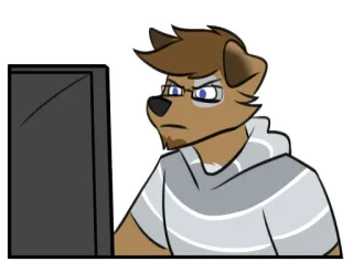 🤨 d32f4f85 pies, futrzak, komputer, okulary, kreskówka, antropomorficzny telegram sticker