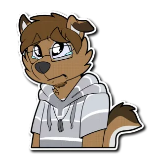 😢 df5ecbd5 antropomorficzny, Furry, Pies, płaczący, smutny, Kreskówka, Ilustracja telegram sticker