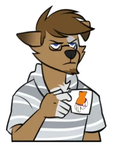 👌 f0e499ff Furry, Antropomorficzny, Pies, Środkowy palec, Obraźliwy, Gest, Kreskówka, Okulary telegram sticker