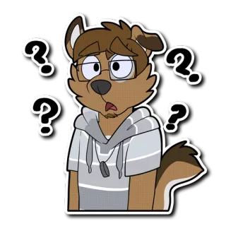 ❓ ffff7c06 Furry, Kreskówka, Pies, Zdezorientowany, Pytania, Naklejka telegram sticker