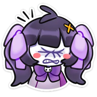 🌟 130dacf9 dessin animé, animé, fille, sticker, cheveux violets, expression, mignon whatsapp sticker