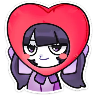 🌟 43b9cb15 dessin animé, coeur, personnage, mignon, autocollant, cheveux violets, fille, style anime whatsapp sticker