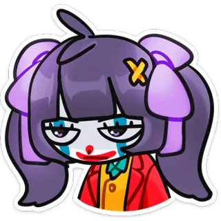 🌟 942f1807 animé, manga, clown, fille, cheveux violets, triste, illustration whatsapp sticker