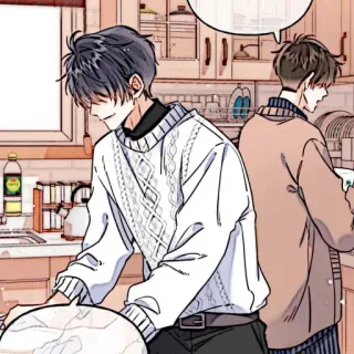 📼 96fdf3fe cozinha, cozinha, mangá, ilustração, personagens, arte telegram sticker