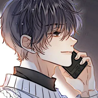 📼 9ced283c homem, telefone, anime, desenho animado, chamada telegram sticker