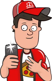 📷 271d88d2 J21 kreskówka, dostawa, pizza, osoba, mężczyzna, jedzenie telegram sticker