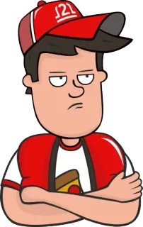 😑 4d95ef6f J2L kreskówka, pizza, dostawa, czerwony, czapka, postać telegram sticker