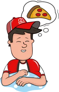 😴 d49b4164 pizza, sen, jedzenie, kreskówka, postać, sen telegram sticker