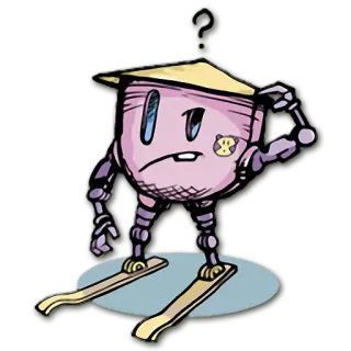 ❓ 385c296d robot, myślący, zmieszany, pytanie, kreskówka, postać telegram sticker