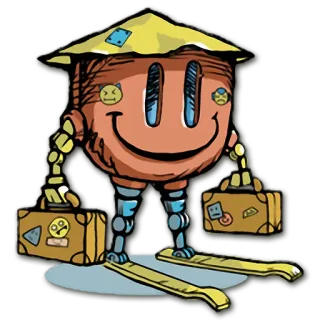 👜 d95307cc robot, walizka, postać, podróże, kreskówka, ilustracja telegram sticker