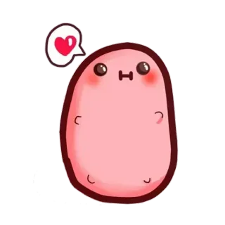 💘 099a69ef aardappel, schattig, kawaii, hart, cartoon, eten, emoji telegram sticker