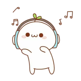 💘 253eb096 schattig, kawaii, muziek, koptelefoon, dansen, cartoon, personage telegram sticker