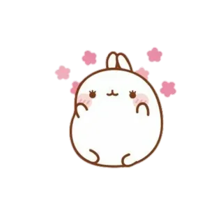 💘 2a545b12 Molang Molang, schattig, kawaii, konijn, roze bloemen telegram sticker